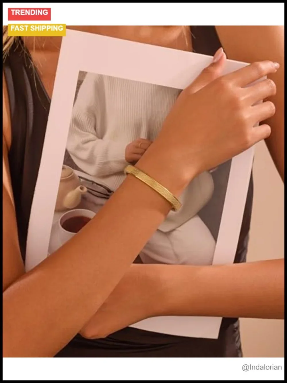 14K Gold Plated Bangle Bracelet Open Cuff Stackable Women's Jewelry